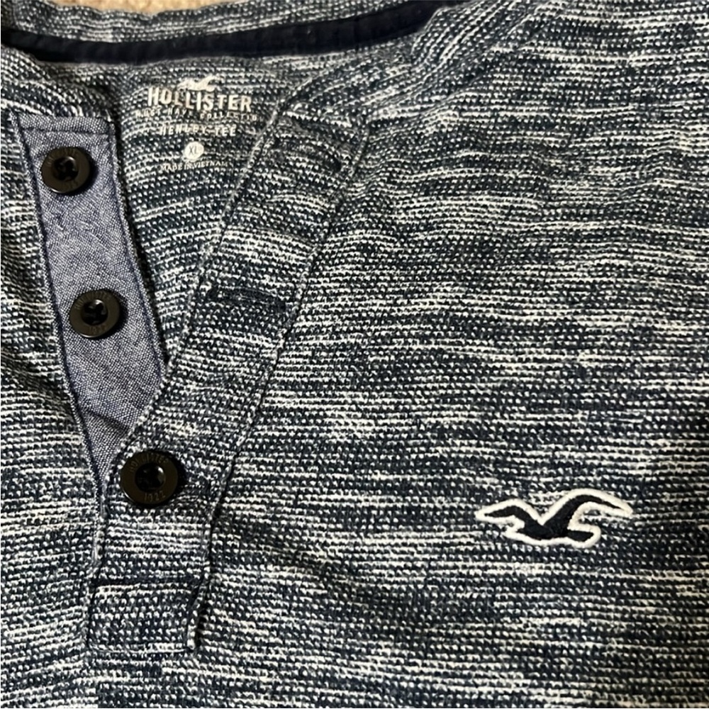 Hollister Men’s Shirt Navy Blue and Gray XL - Picture 4 of 6
